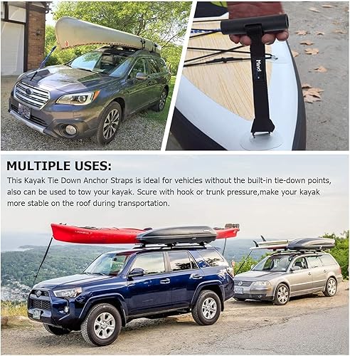Miniatura 3 de Bucles rápidos para capó, correas de anclaje de amarre para kayak de mente y acción, accesorios de transporte Canon para capó y maletero (paquete de