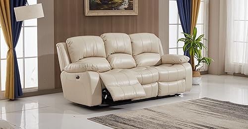 Miniatura 11 de Betsy Furniture Juego de sala de estar de cuero regenerado reclinable eléctrico (marrón, sofá biplaza)