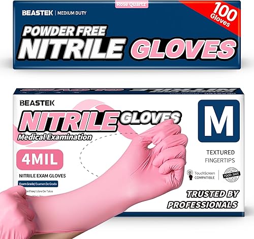 Beastek Nitrile Disposable Exam Gloves, 4Mil 100 Ct Powder-Free Latex-Free Food-Safe for Cooking Medical Esthetician, Orchid
