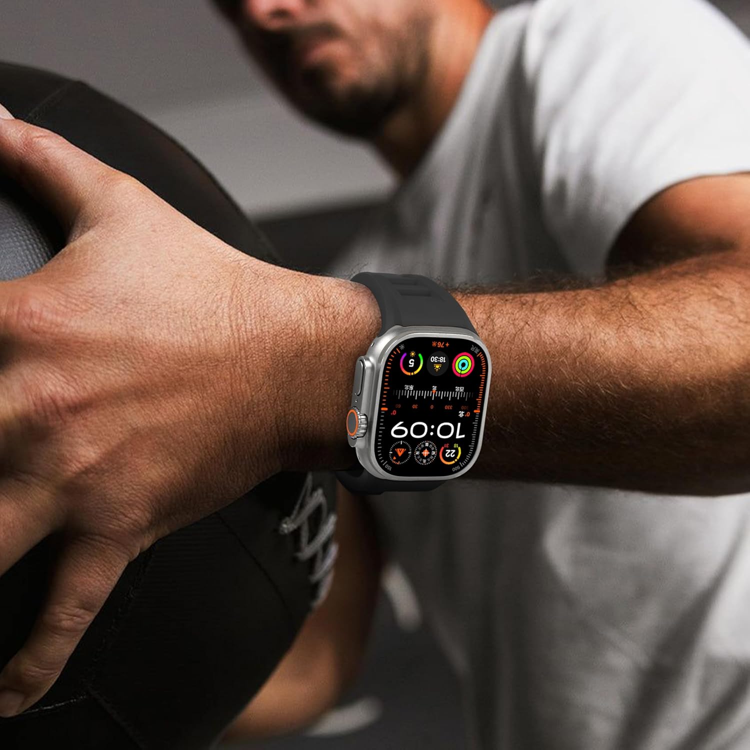 Sports Liquid Silicone Strap with Butterfly Buckle for Iwatch Series 9/8/7/6/5/4/3/2/1/SE,Ultra 2/Ultra 49mm 45mm 44mm 42mm,Luxury Mens Watch Band for Apple Watch (42mm/44mm/45mm/49mm, - Image 6