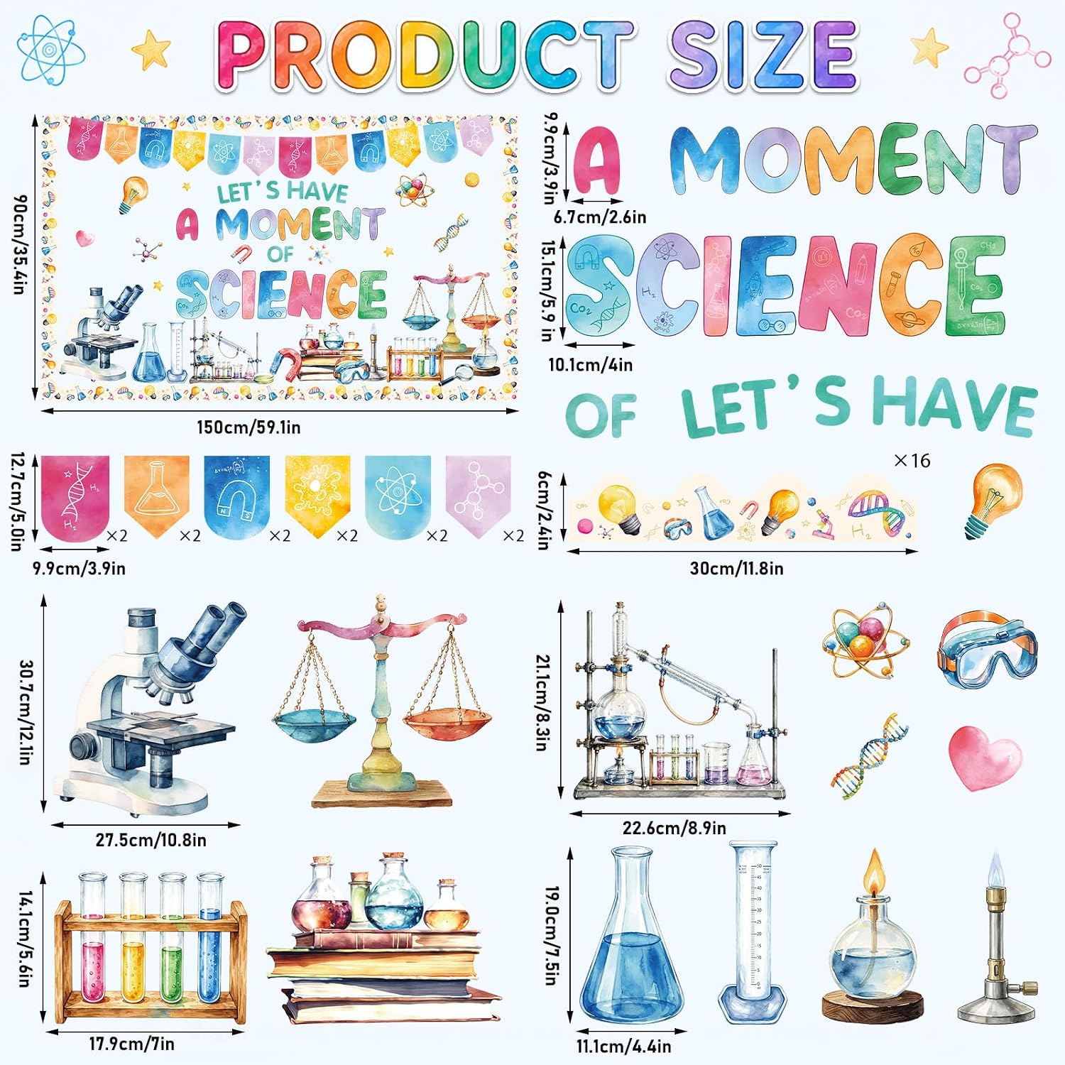 Science Classroom Bulletin Board Set Scientific Lab Classroom Decorations Back to School Paper Cutouts Scientist Laboratory Wall Decor for Must Haves Chalkboard Home Office Wall Door Decor image 2