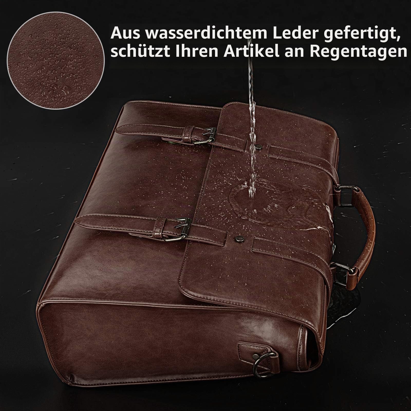 Lubardy Umhängetaschen Herren Aktentasche Laptoptasche 15.6 Zoll Wasserdichte Messenger Bag Vintage Ledertasche Männer für Geschäft Arbeit Schule