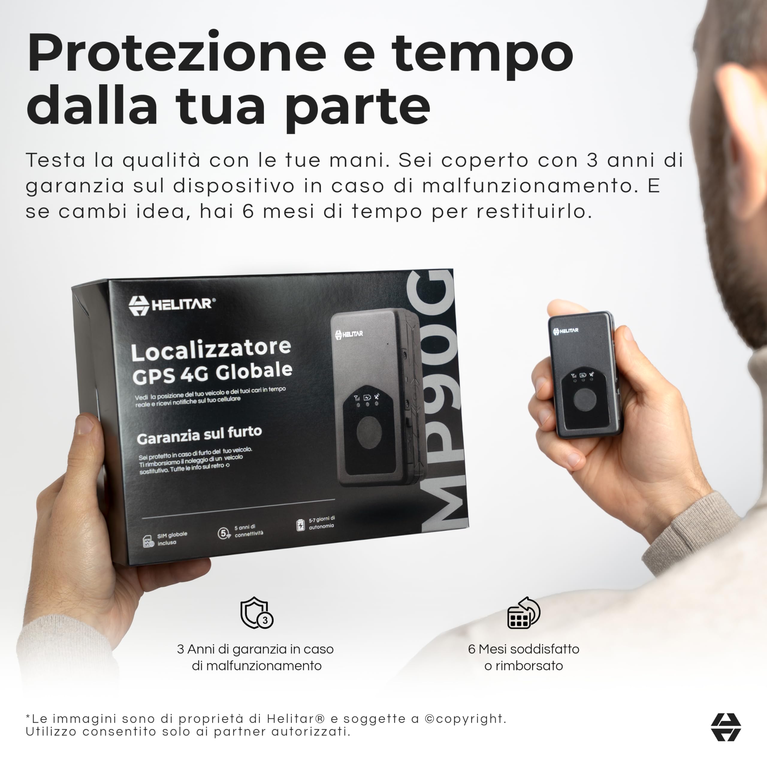 Localizzatore GPS per Bambini e Anziani - Senza Abbonamento Mensile - SIM Inclusa con 5 Anni di Tracciamento - Tracker GPS Globale - Garanzia sul furto del veicolo