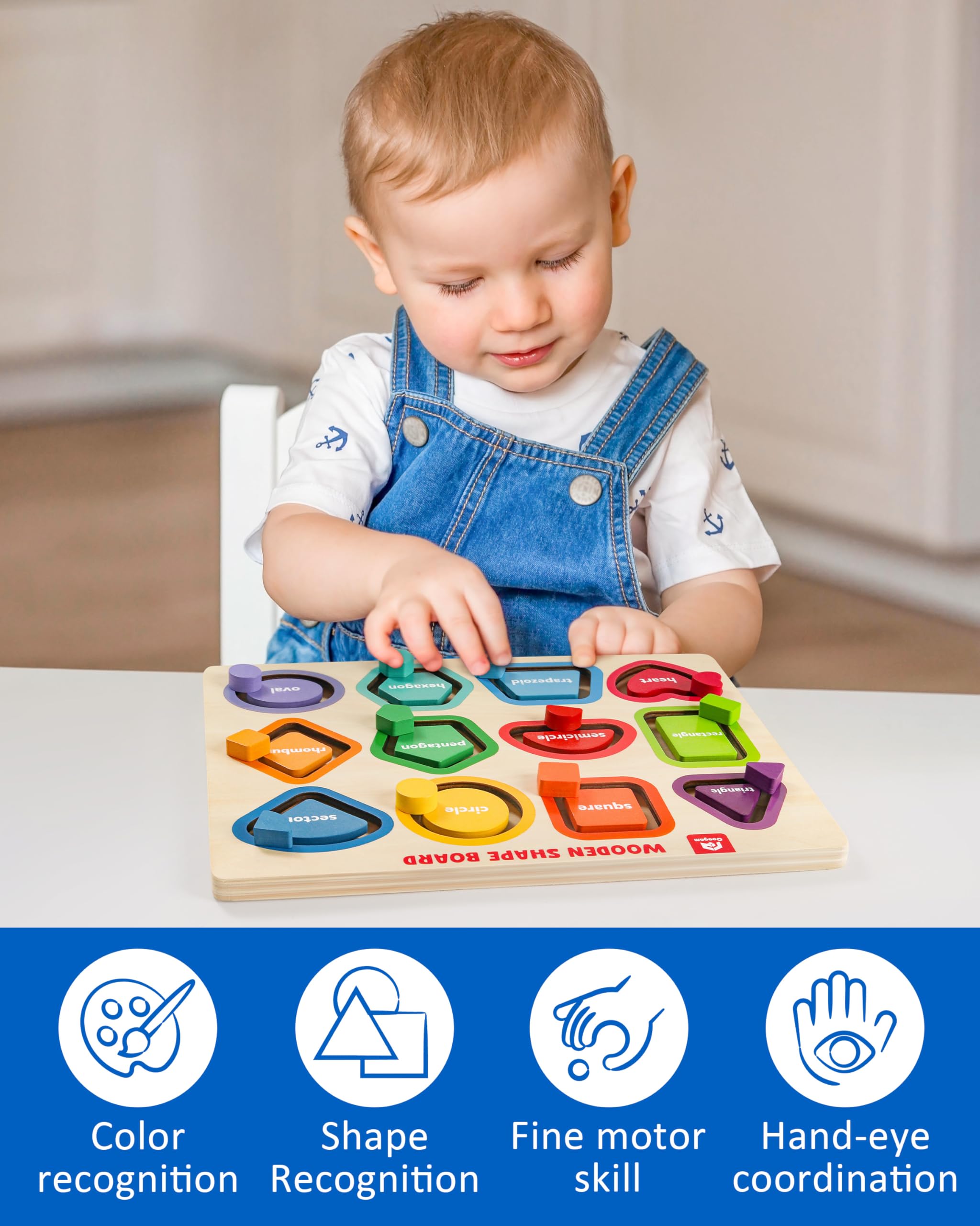 Coogam Rompecabezas de madera con forma de color para niños pequeños, clasificar y apilar, actividades de juego a juego, juguetes educativos de aprendizaje de motricidad fina para niños de 3, 4, 5