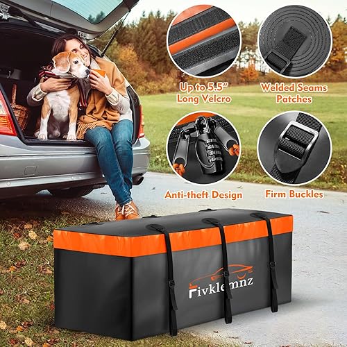 Miniatura 6 de Bolsa de transporte de carga para montaje en enganche, 20 pies cúbicos, bolsa de equipaje 100% impermeable para auto (59 pulgadas, 24 pulgadas, 24