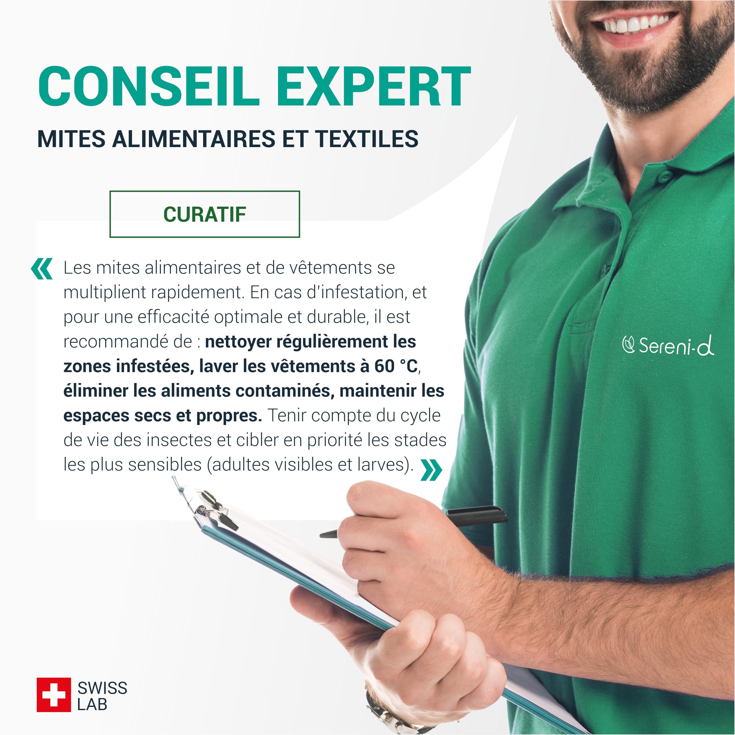 SERENI-D Diffuseur ANTI-MITES Textiles MINTPOWER - Protection répulsive des Vêtements, Lainages et Fourrures - Parfum Menthe - Action immédiate et protège les placards des nouvelles infestations