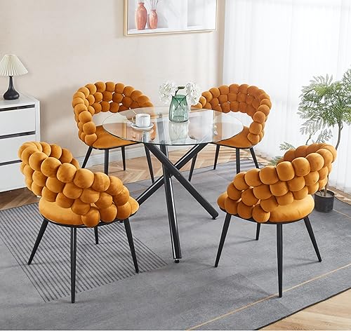 Miniatura 265 de Mesa de comedor de cristal de 51 pulgadas para 4, mesa de comedor rectangular contemporánea con parte superior de vidrio templado y patas de acero