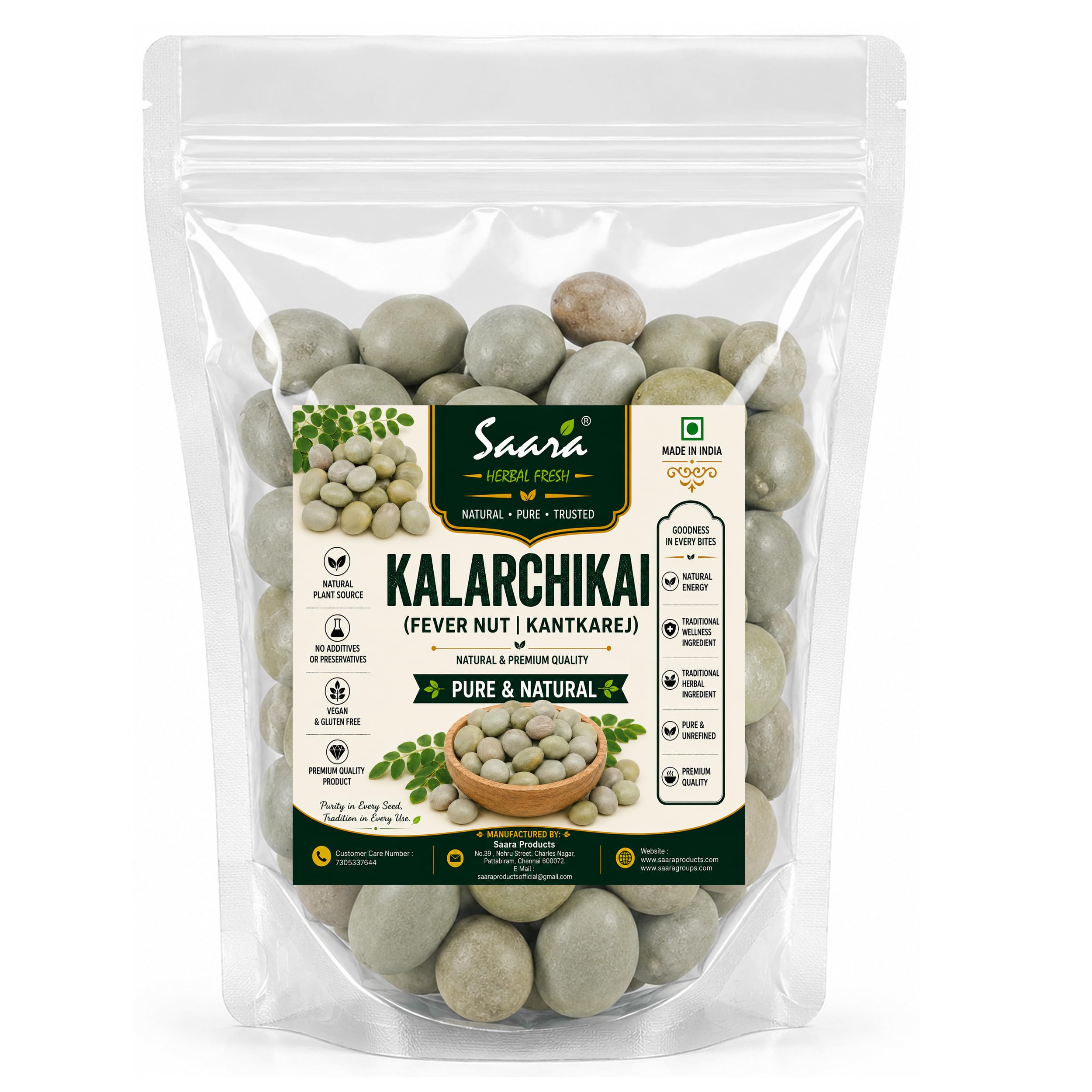 Saara Herbal Fresh Kalarchikai Seed 100g | Fever Nut | Kantkarej | Caesalpinia Bonducella | Turkey Berry | Kalarchikkai-image-48