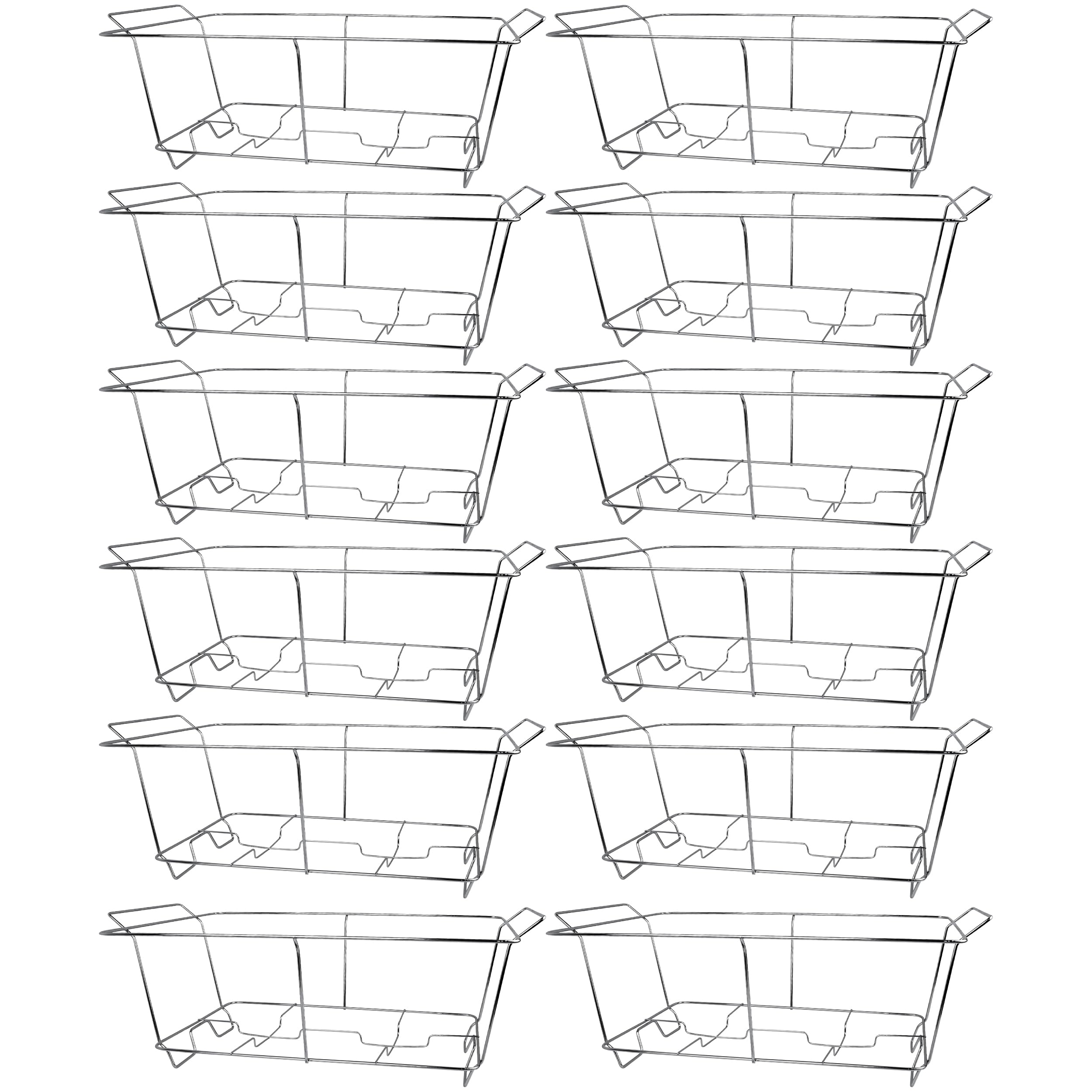 Paquete de 12 soportes de alambre para rozaduras, marco cromado para eventos, fiestas, bodas y fiestas de cumpleaños, catering, soporte de tamaño completo para bandejas de servir platos, suministros