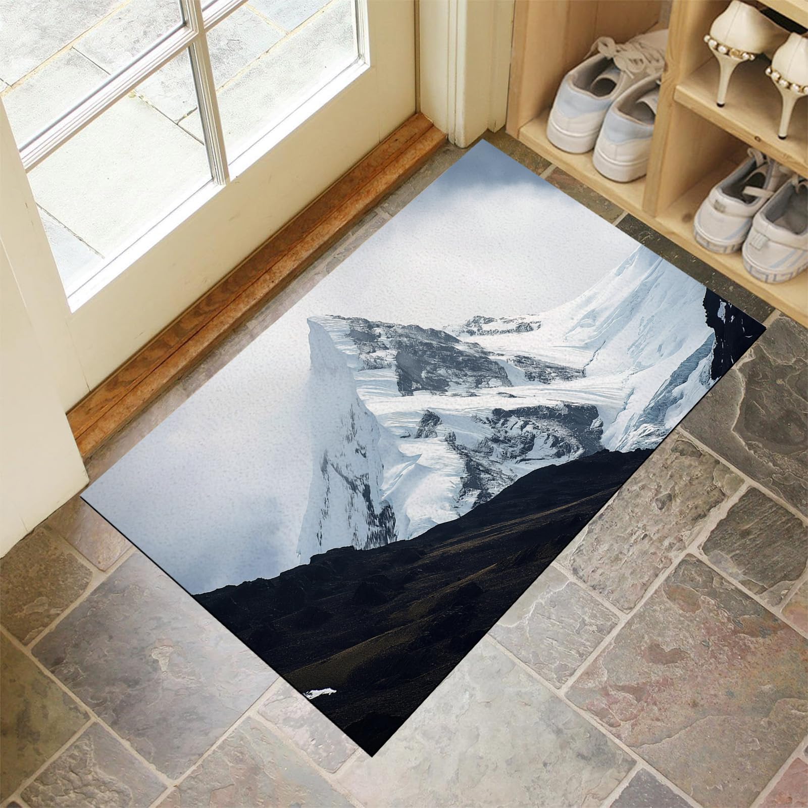 Paillasson montagne enneigée 50x80cm tapis de porte extérieur étanche