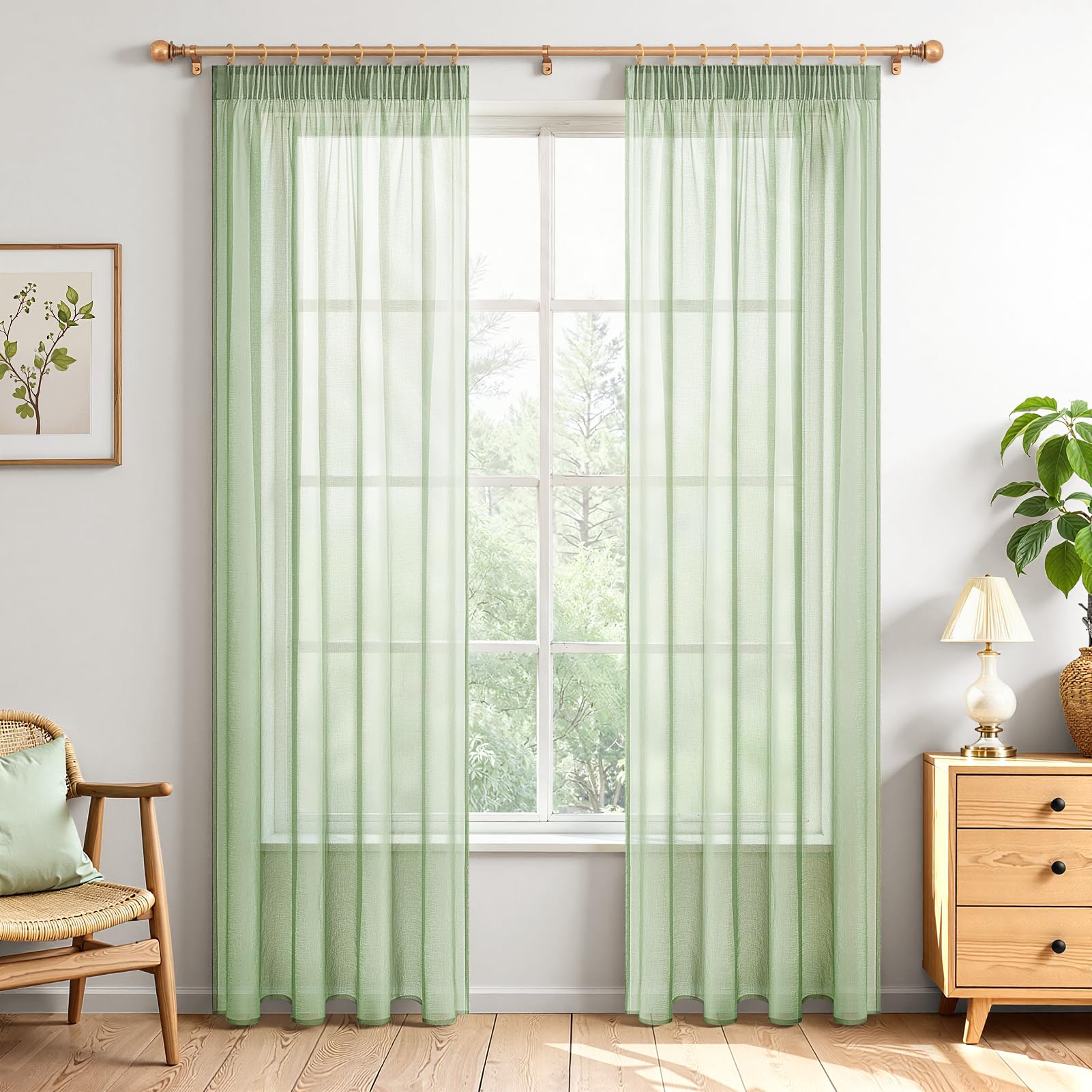 MRTREES Gardinen mit Kräuselband Stores Gardinen Weiß kurz transparent