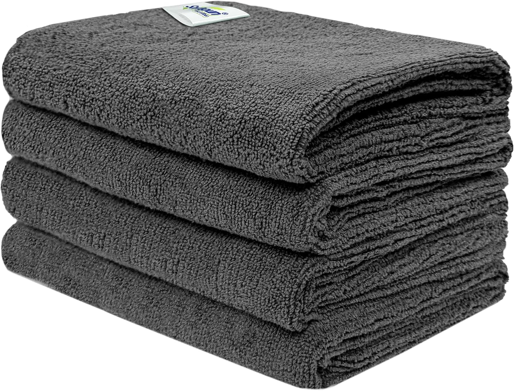 SOFTSPUN Microfiber Cloth 40x60 Cms, 4 Piece Towel Set, 340 GSM (Grey) Ultra Absorbent Super Soft & Lightweight Quick Drying for Men & Women Daily Use Unisex..
