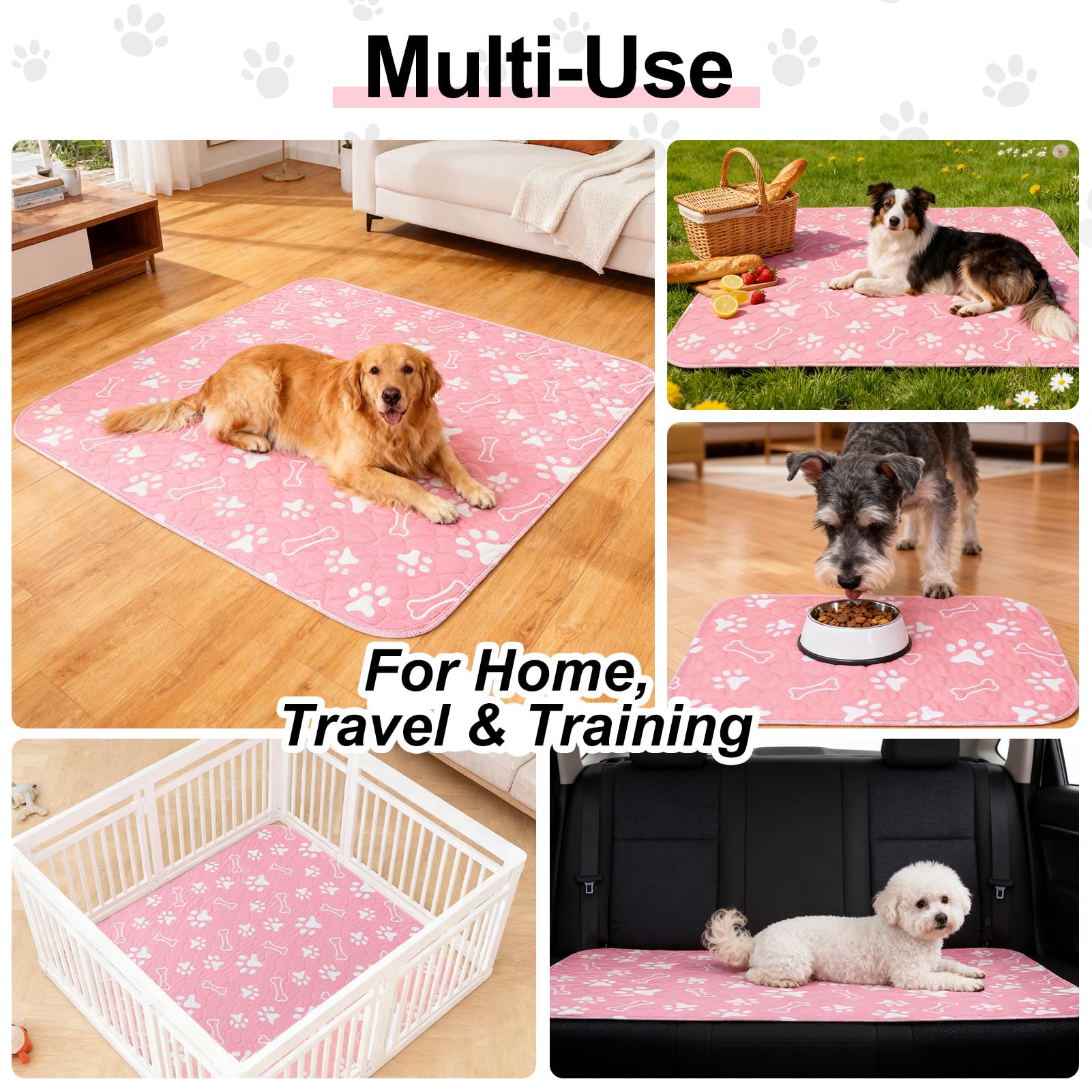 BEAUTYZOO Paquete de 8 almohadillas lavables para orina para perros, reutilizables para entrenamiento de orinal, impermeables, superabsorbentes, antideslizantes, alfombrillas para parto de mascotas,