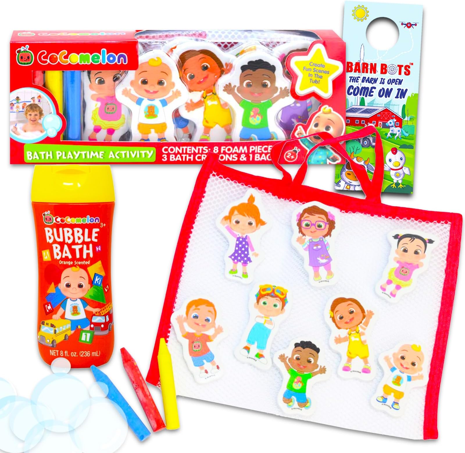 Cocomelon Bathtub Toys - Bundle Includes Cocomelon Bath Playtime Set, Bubble Bath, and More | Cocomelon Bath Toys