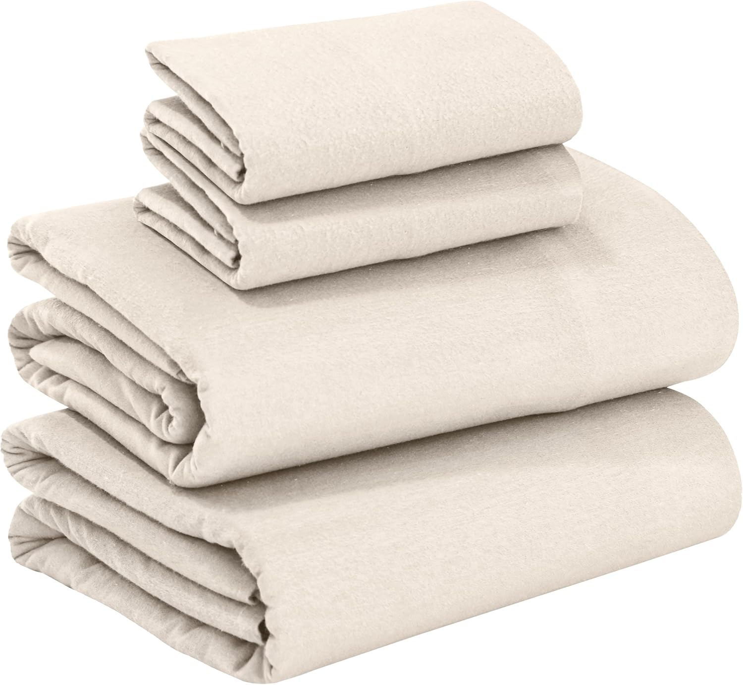 RUVANTI 100% Cotton Flannel Sheets Queen Size - 4 Piece Warm, Soft & Breathable, Deep Pocket, Double Brushed Cozy All Season Bedding Set, Sand