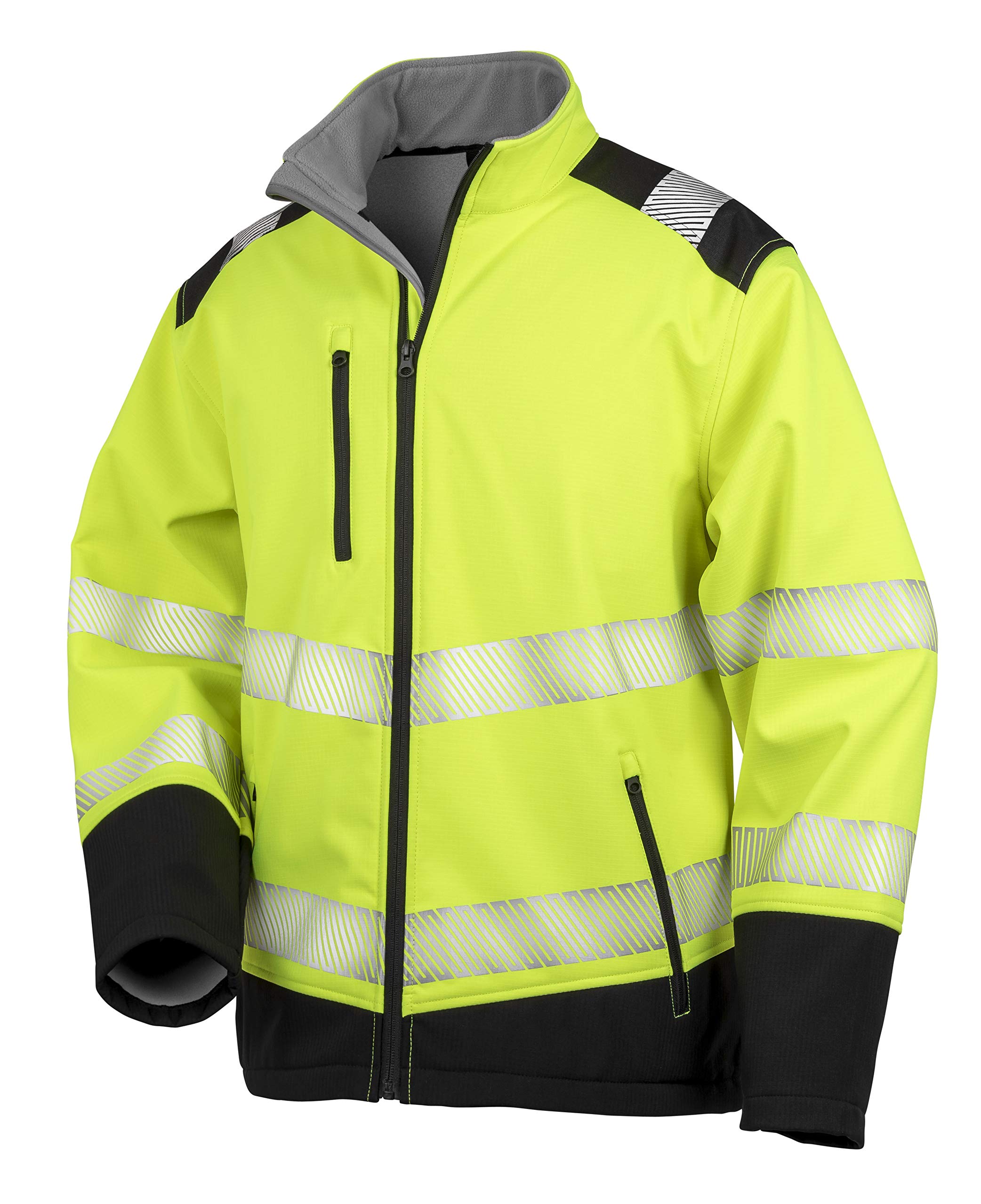 Result Men's Fluorescent Yellow/Black R476x Printable Ripstop Safety Softshell - Large