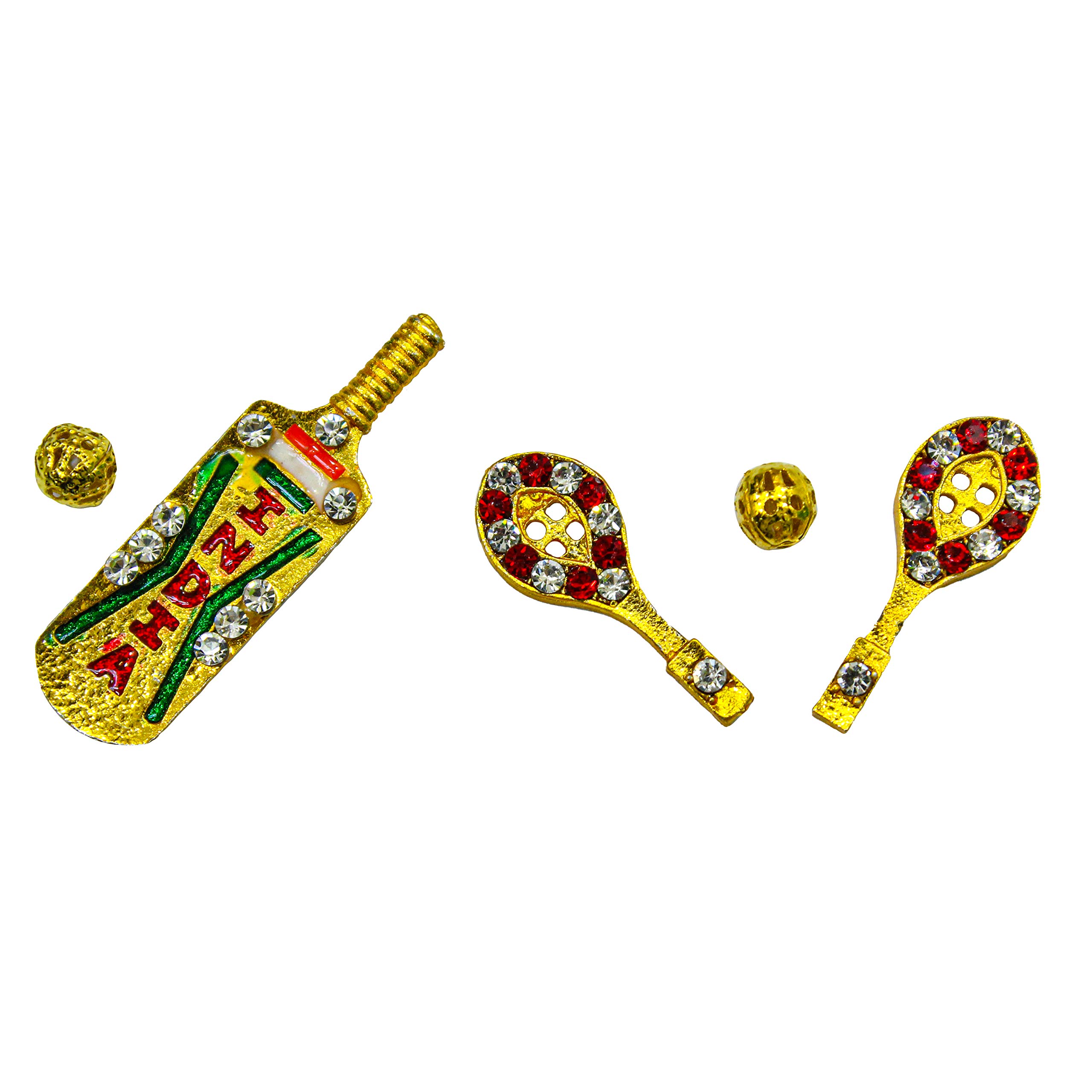 The Holy Mart Brass Tennis Set, Cricket Bat Ball for Laddu Gopal (Small Size), God Accessories, Sports Item for Laddu Gopal