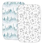 100% Organic Cotton 2 Pk of Bedside Sleeper Bassinet Fitted Mattress Sheets for Mika Micky, Baby Delight, Ronbei, Chicco, KoolerThings, Cloud Baby, AMKE, Angelbliss, Maxi-COSI, Arm\'s Reach. Forest