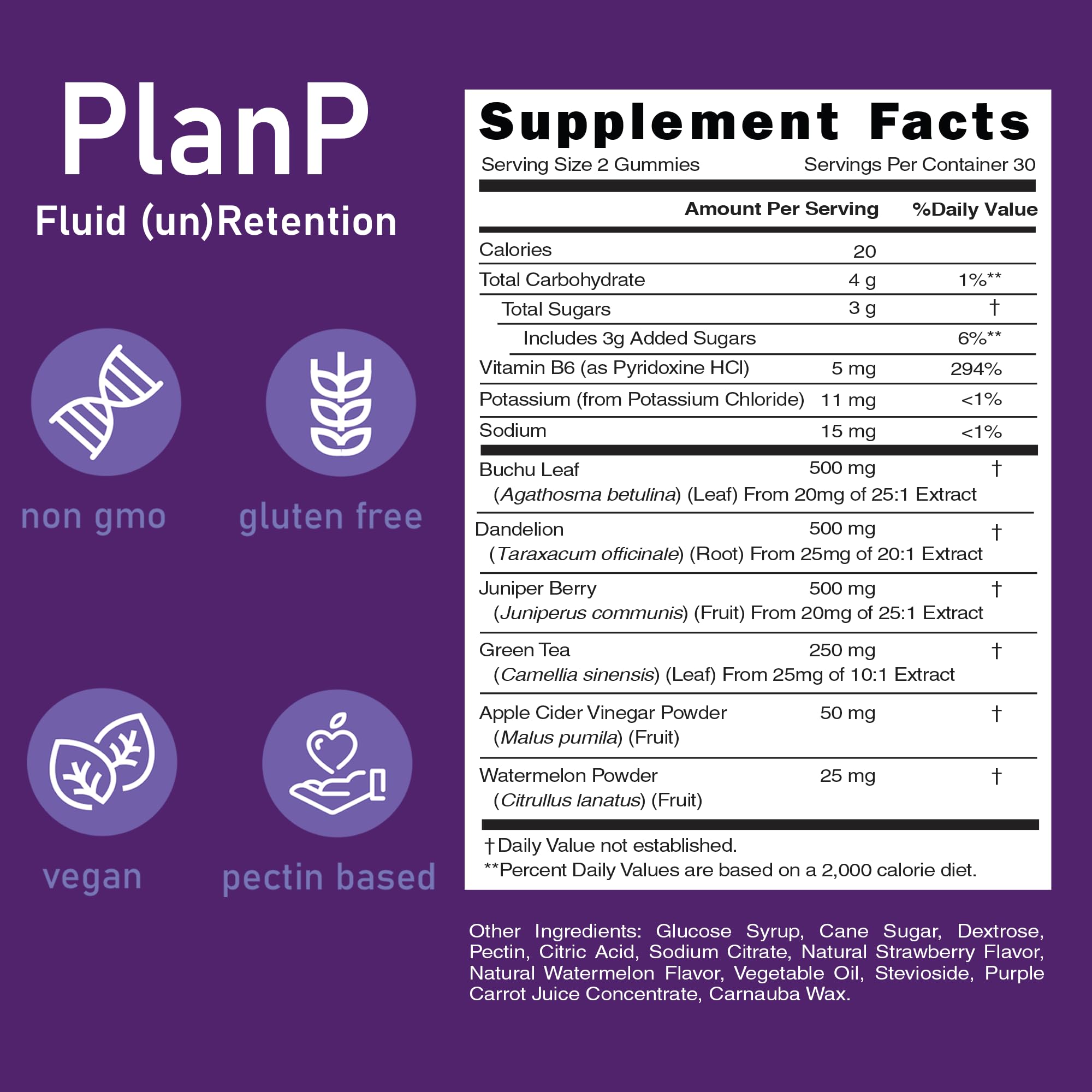 PlanP – Premium All-Natural Diuretic Gummies for Bloating & Water Retention Relief – Plant-Based Formula with Dandelion, Cranberry & Hibiscus – 60 Gummies (30-Day Supply) Made in the USA — Amazon image 9