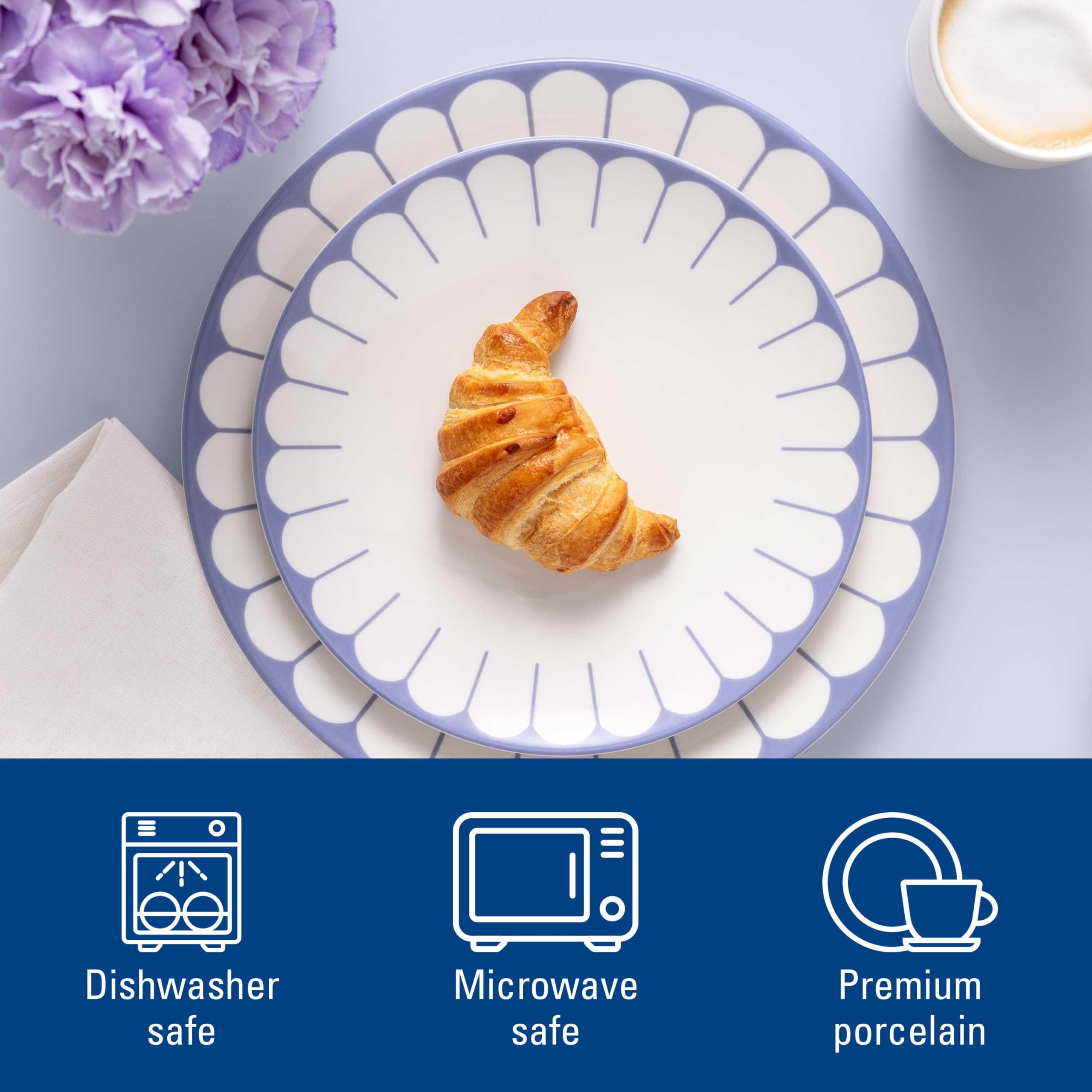 Villeroy & Boch - Fleur bleu talerz śniadaniowy niebieski, można myć w zmywarce i używać w mikrofalówce, talerz deserowy, talerzyk do śniadań, deserów i przekąsek, talerz do ciasta, porcelana Premium