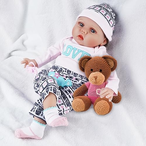 Muñeca de bebé Reborn de vinilo suave de 22 pulgadas, realista y linda, muñeca de bebé realista, viene con accesorios de muñeca, adecuada para niñas