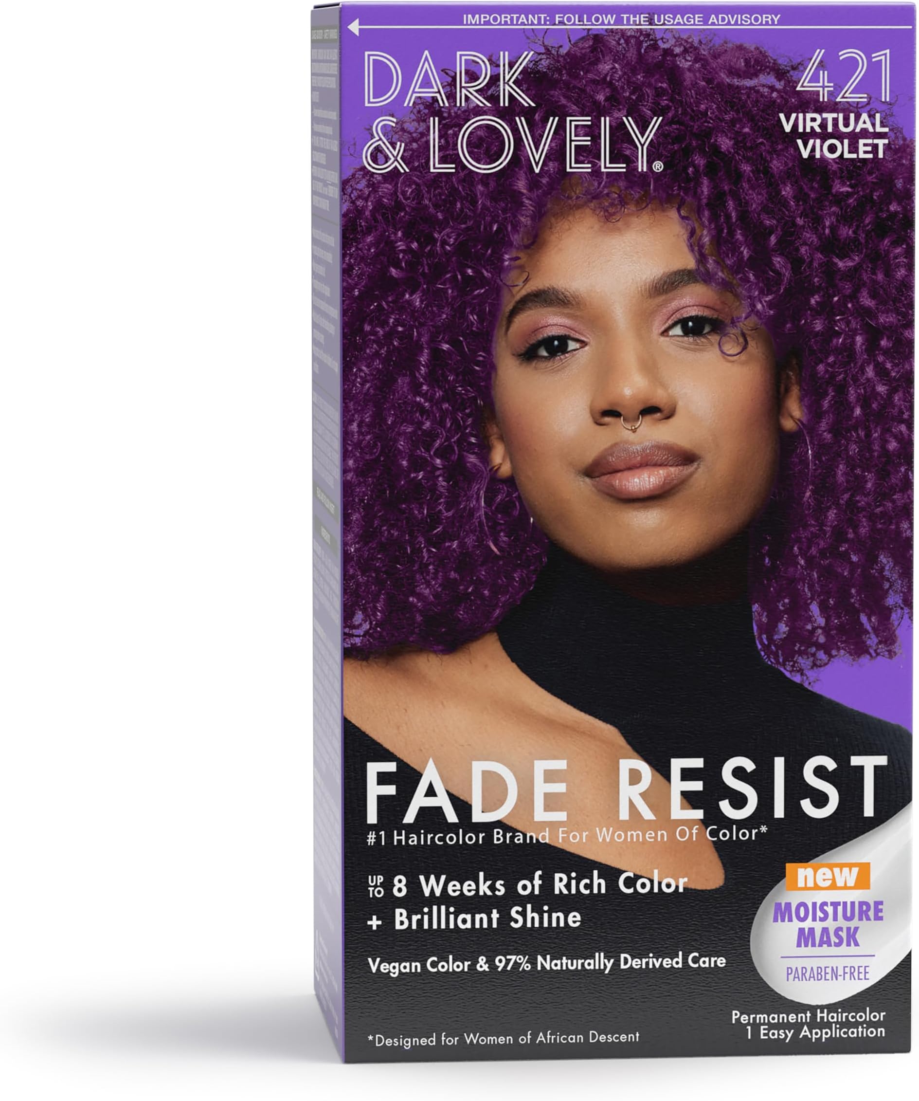 Carson Dark and Lovely Hair Dye, Fade Resist Hair Color with Conditioning Mask, Virtual Violet, 1 Kit