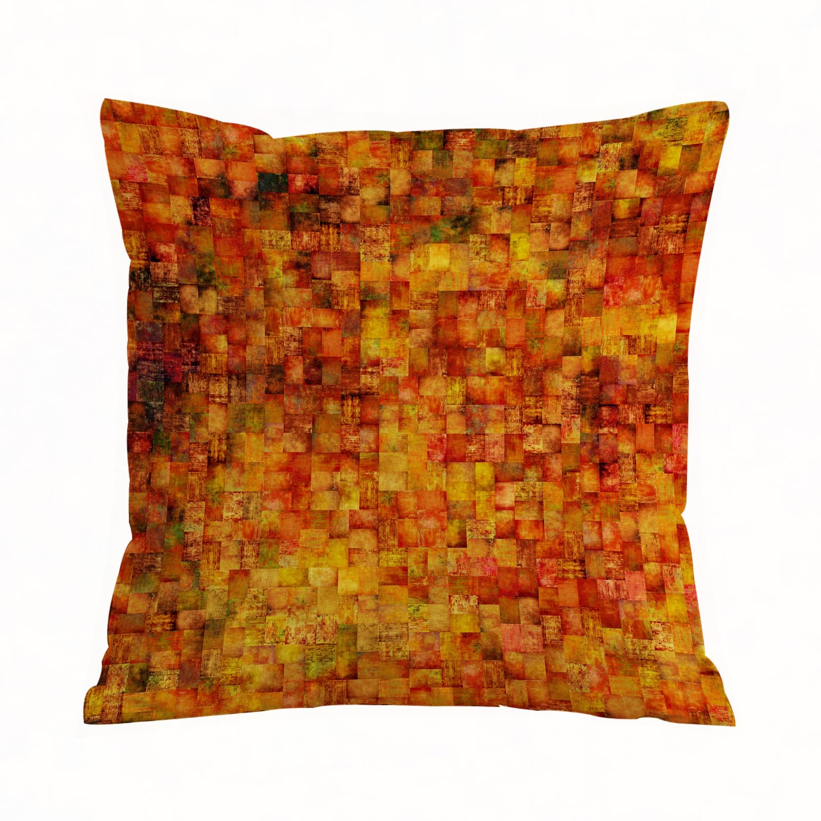 Aelksp Burnt Orange,Vintage Mosaic Background Quadr - A10 Cushion Cover Decorations Pillow Cover Home For Livingroom Couch Sofa Decor Throw Pillow Case Gifts,Burnt Orange,Vintage Mosaic Background Quadratic Little Geometric Squares Faded Pri,18X18 In