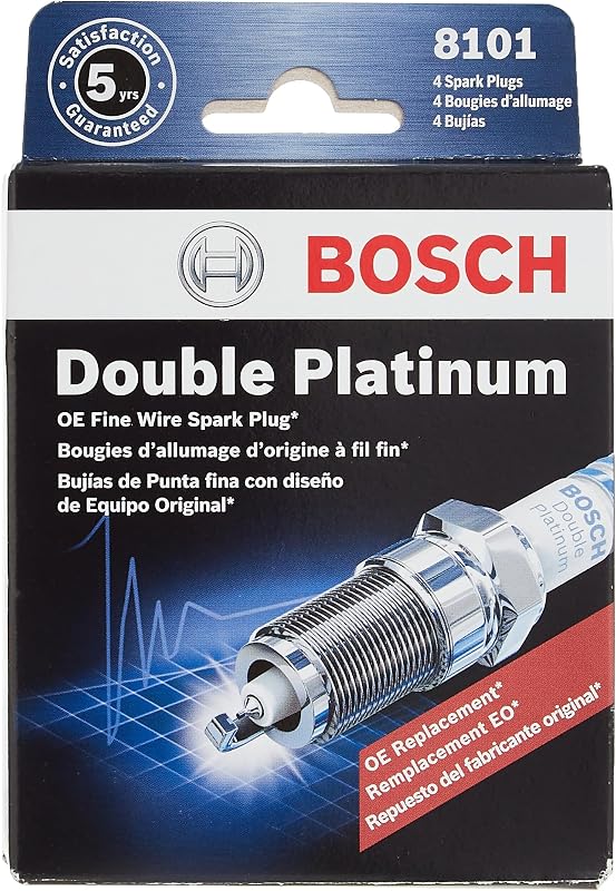 Vela de ignição Bosch 8101 Fine Wire Double Platinum para veículos específicos – Pacote com 4 unidades