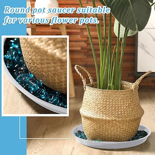 Miniatura 4 de Eccliy 12 platillos de plástico para plantas, bandeja redonda para plantas, maceta grande, platillo resistente, bandejas de agua, platillos gruesos