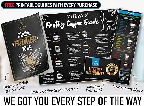 Miniatura 4 de Zulay - Espumador de leche con soporte de funda mejorado, potente mezclador eléctrico de mano, funciona con pilas para café con batidor eléctrico de