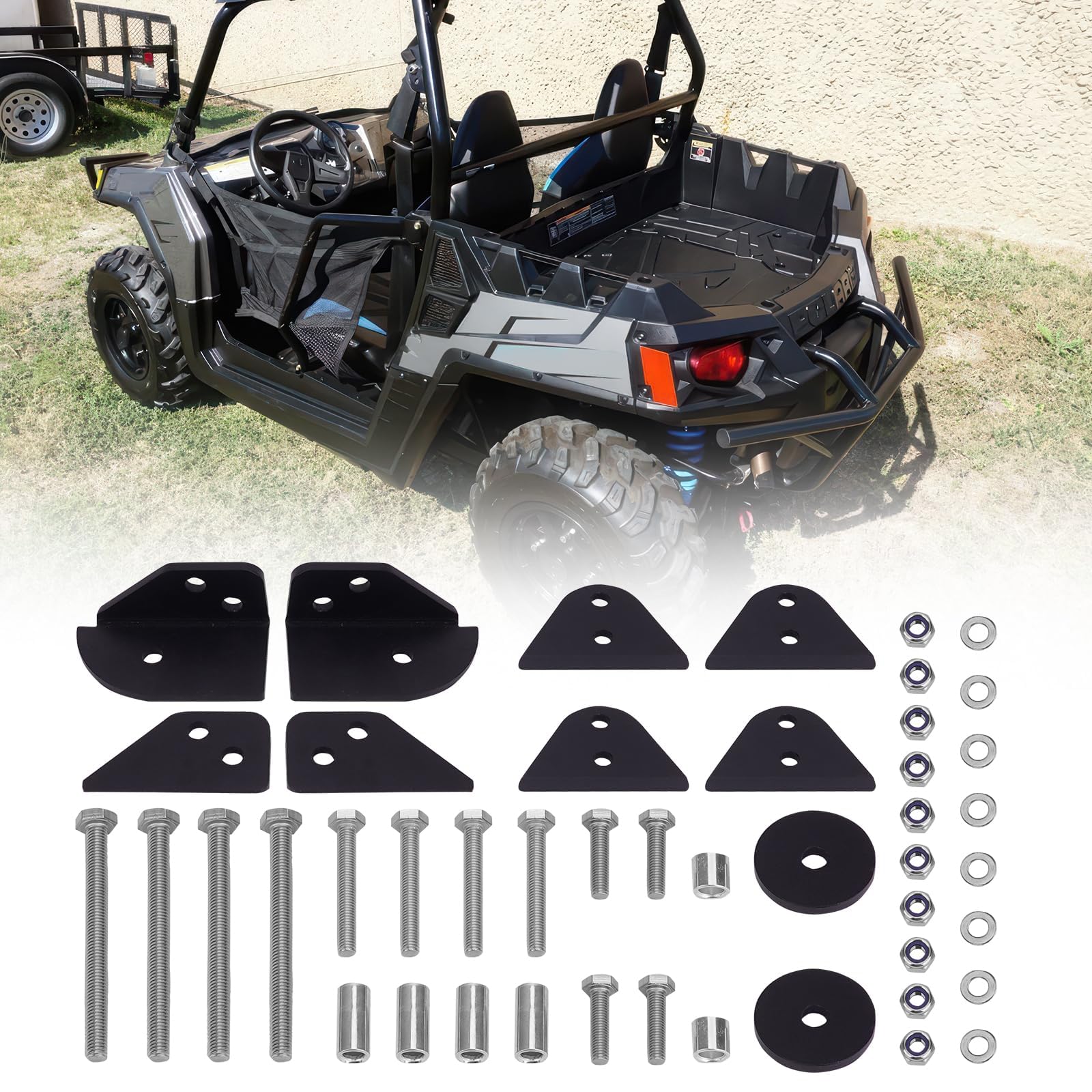 Photo 1 of JERBOR 2" Front Rear Full Lift Kit Fit for Polaris RZR 570 2012-2022, Suspension Rise Mount Brackets