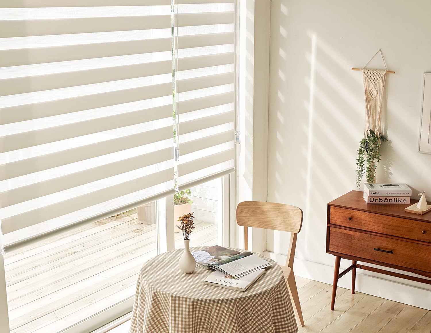 Weltex, Basic, W36 H72,White, Zebra Roller Blinds&Shades, Double Layered Shades Window Treatments Privacy Light Control for Day and Nigh : Home & Kitchen