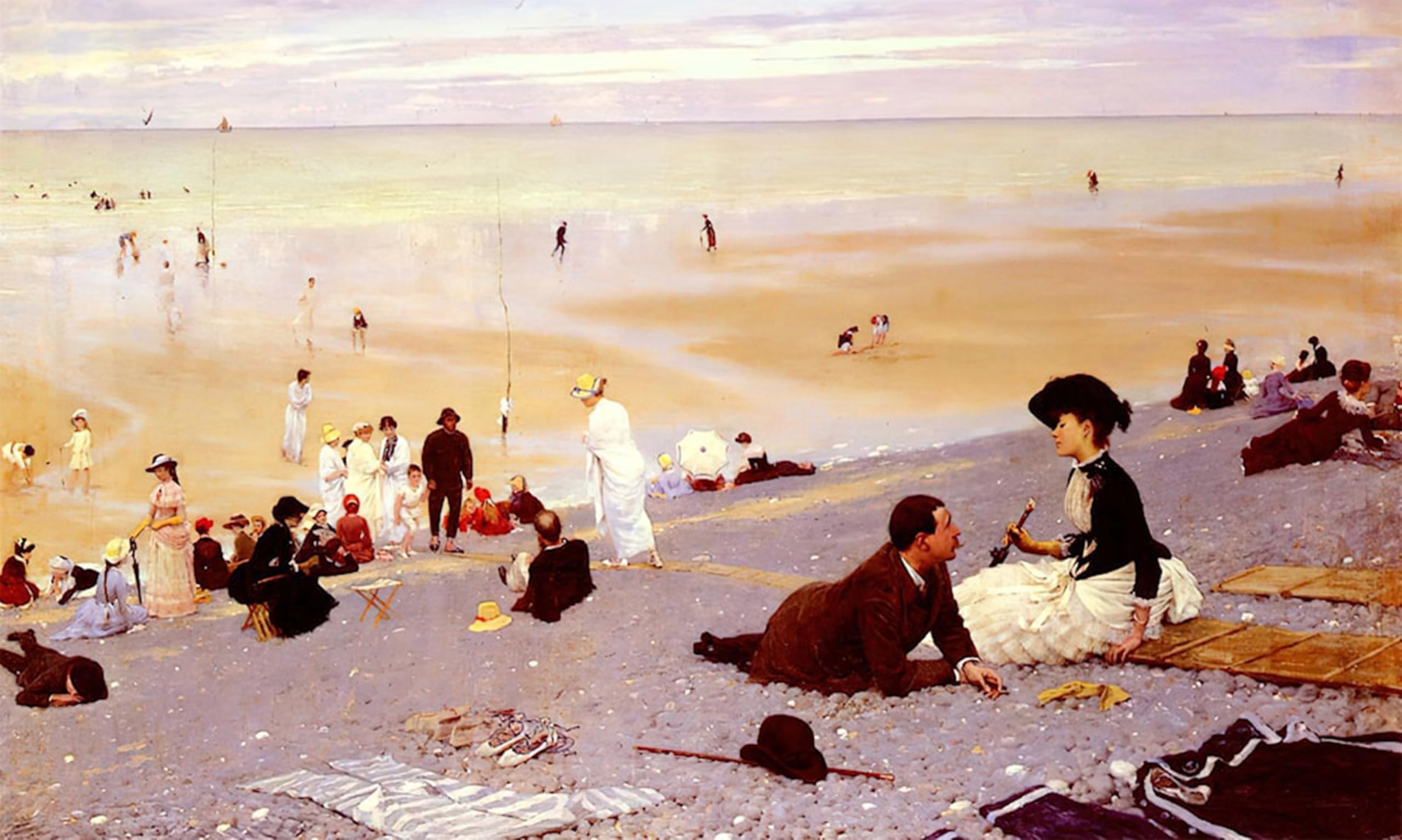 ARTXLXXBN Famous Painting Canvas Artwork Graffiti Print Sur Les Galets by Albert Aublet Portrait Canvas Image for Home Decor 60x90cm