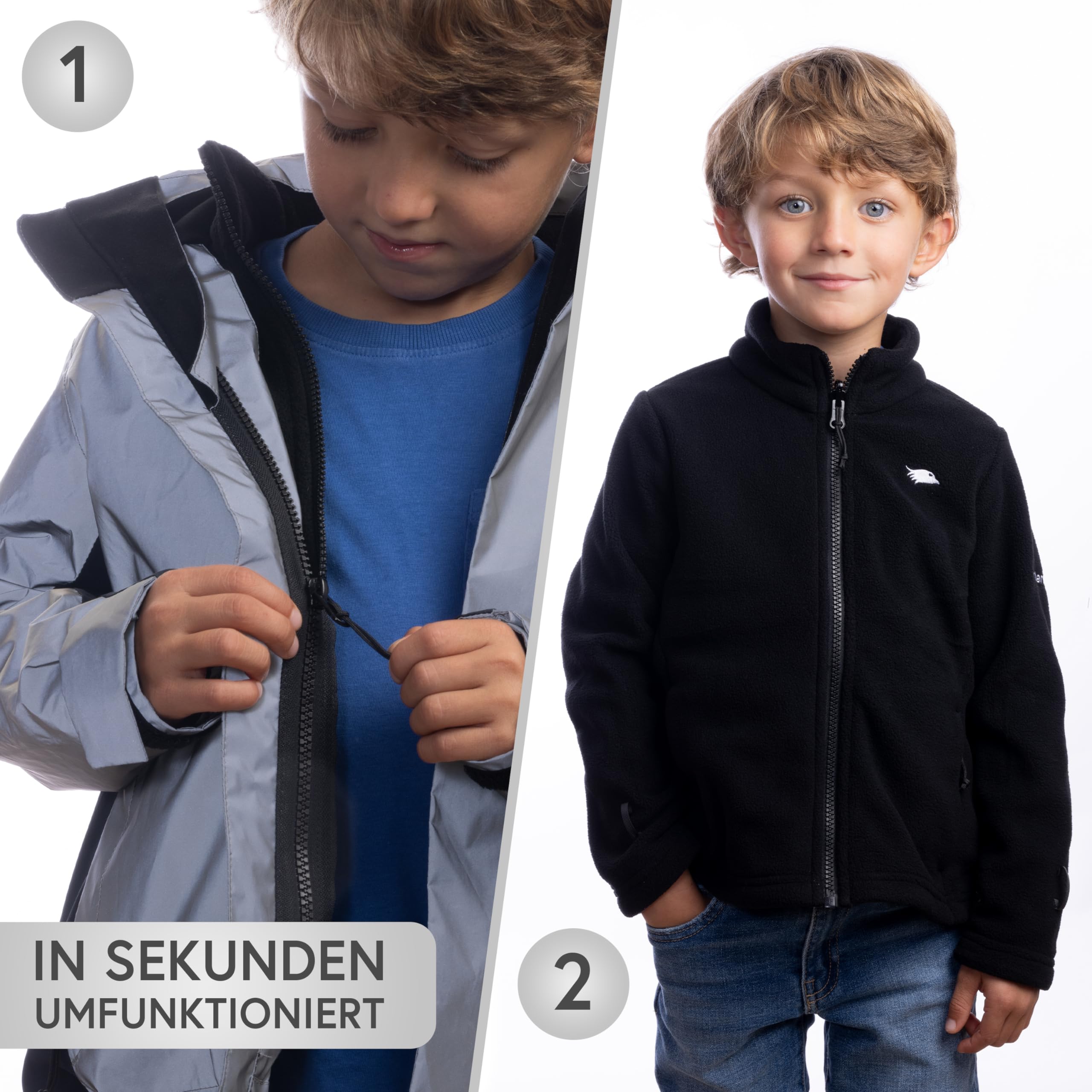 Valkental - Wasserdichte 3in1 Jacke Kinder mit Fleece Zipp-In | Jungen & Mädchen | Geeignet als Winterjacke, Regenjacke & Fahrradjacke