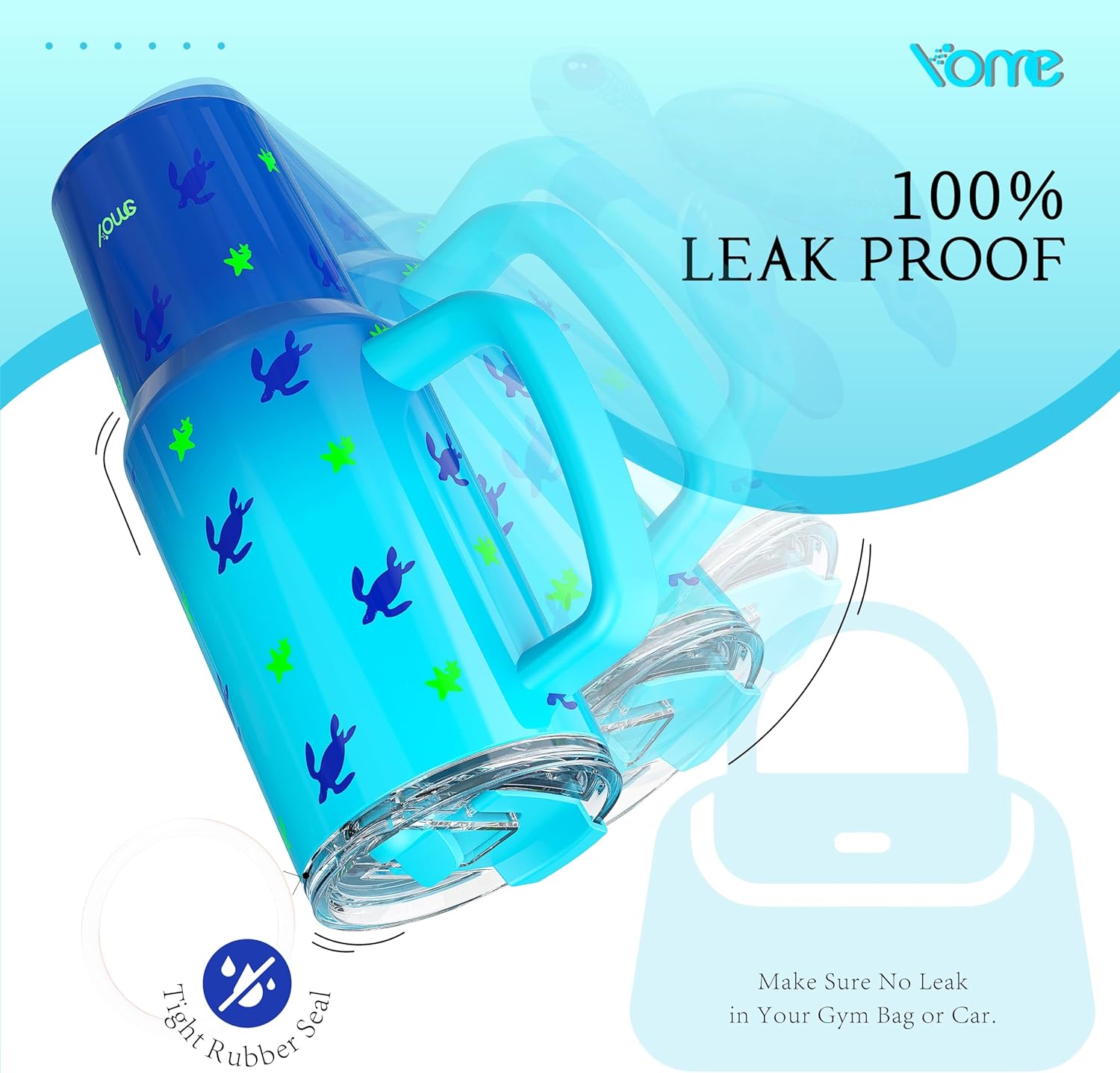 YOME 40 oz Sea Turtle Tumbler with Handle and Flip Straw for Women | Stainless Steel Insulated Water Bottle | Keeps Drinks Cold | Dishwasher Safe | Cupholder Friendly | Gift Gym Travel Yoga - Image 5