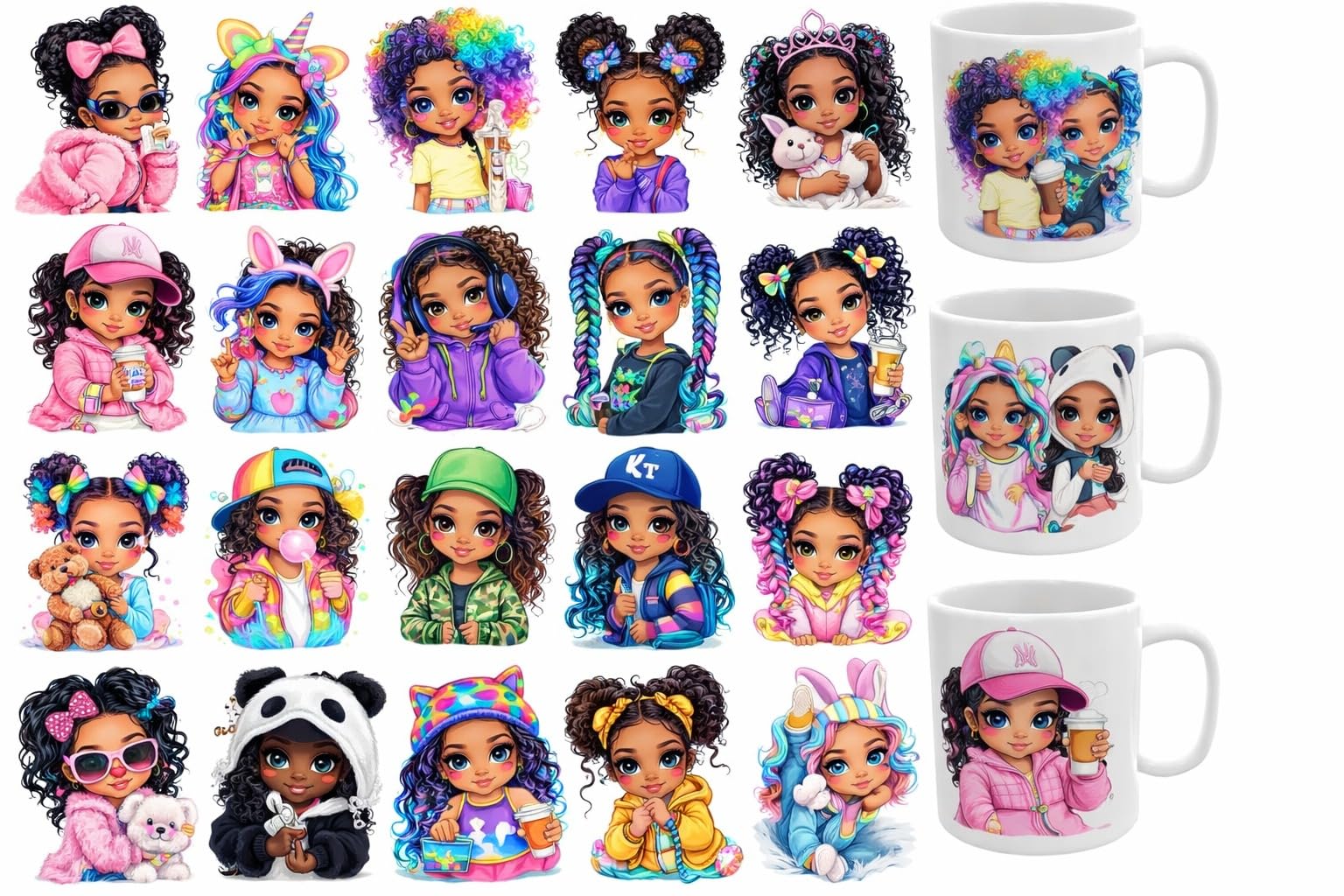 UV DTF Cup Wraps Transfer Stickers, 23 Pattern Waterproof Decals for Mug Glass Water Bottle, 2.5 Inch DIY Crafts