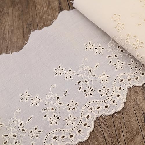 Miniatura 3 de Bordado con ojales de encaje de algodón beige vintage para costura, ropa, delantal (5.5 pulgadas5.5 in 3 yardas)