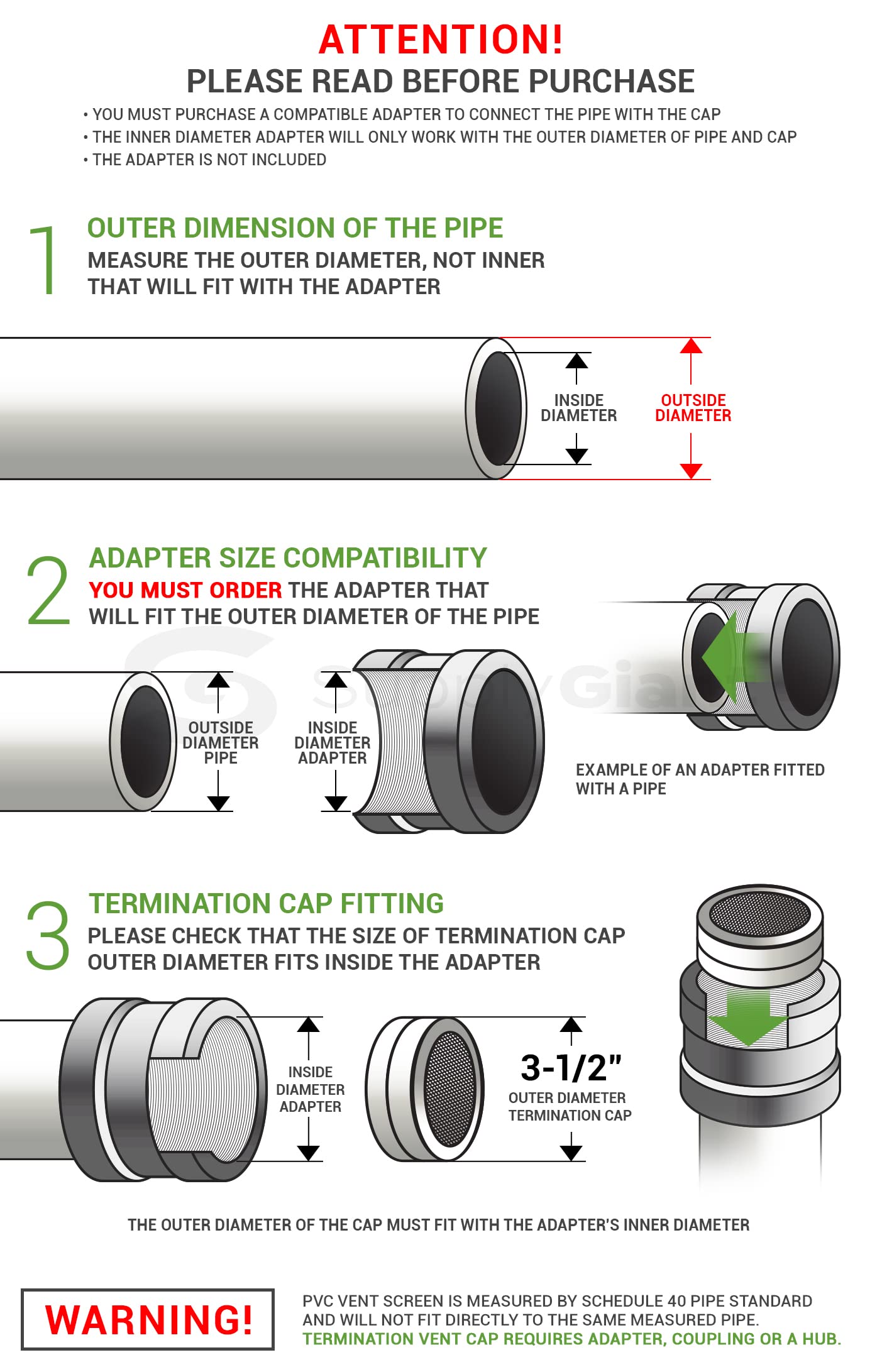 3 Inch Vent Screen Termination Cap, PVC Mesh Cap, High Efficiency