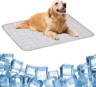 MOAZIFI Kühlmatte Hund XL Grau, Selbstkühlende Kühlmatte für Hunde, Kühlbett für Hunde, Groß Kühlmatte Hund 100x75 cm, Kühldecke für Innen, Draußen, Auto, Terrasse, Sofa oder Körbchen