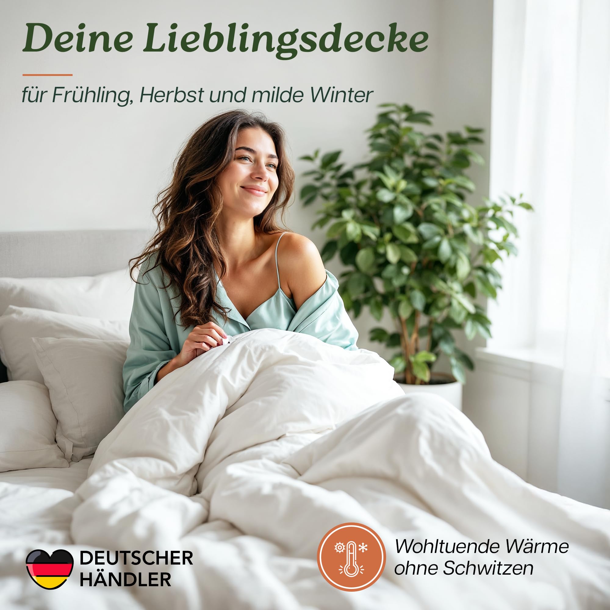 Allergiker Bettdecke 135x200, Ganzjahresdecke, Oeko-Tex, Dermatest sehr gut, Temperaturregulierende, Atmungsaktive Premium Duvet, Waschbar bei 60°C