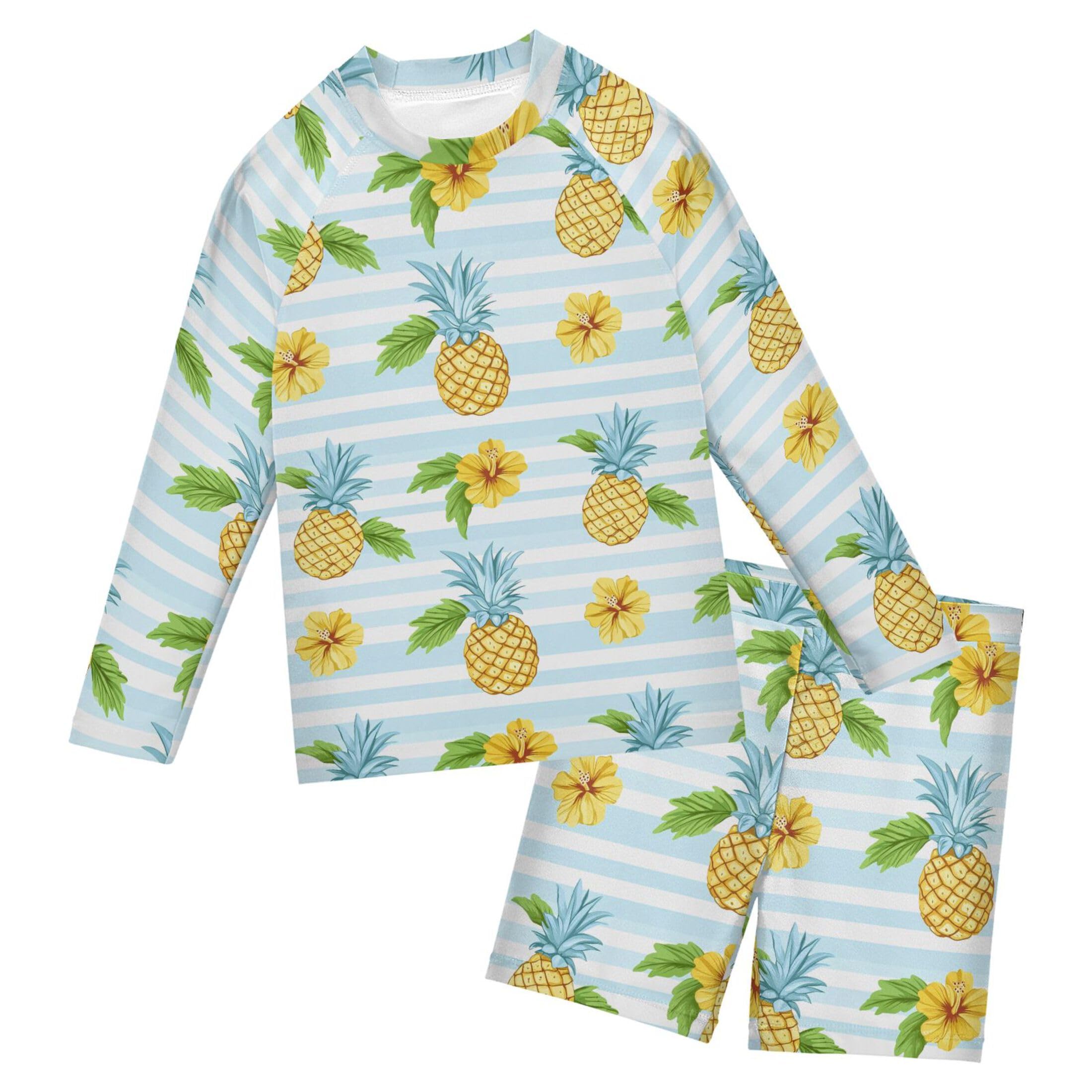 Pineapple Fruit Baby Boys' Toddler Long Sleeved Rashguard Swim Bathing Suit Set B0404313