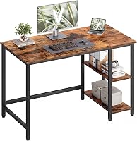 VASAGLE Escritorio, Mesa de Trabajo, Estilo Moderno, para Estudio Dormitorio Salón Oficina, 120 x 60 x 76 cm, Marrón Rústico y Negro Tinta LWD47X