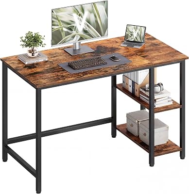 VASAGLE Escritorio, Mesa de Trabajo, Estilo Moderno, para Estudio Dormitorio Salón Oficina, 120 x 60 x 76 cm, Marrón Rústico y Negro Tinta LWD47X
