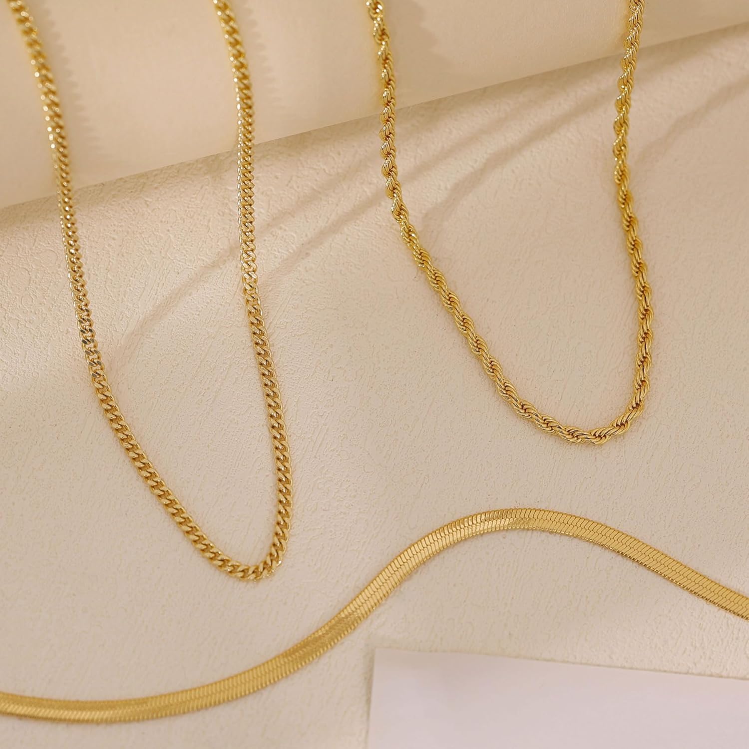 Layered Necklaces for Women, Dainty 14K Gold Plated Herringbone Chain Necklace Set Chunky Gold Necklace Stack Layering Choker Necklaces for Women Trendy Fashion Waterproof Jewelry - Image 7
