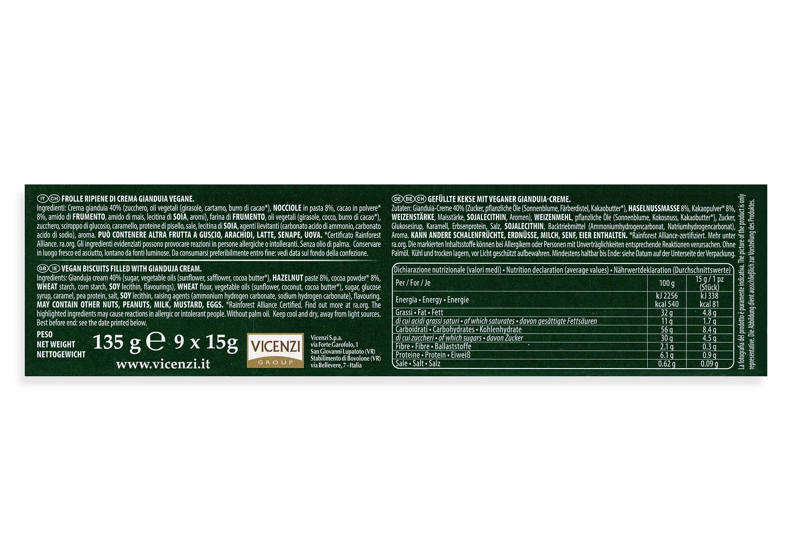 6X Grisbi Vegan Gianduia Frolle Ripiene di Crema Gianduia Vegana 135g - NOVITA' [CAIYA® BOX da 6 Confezioni]