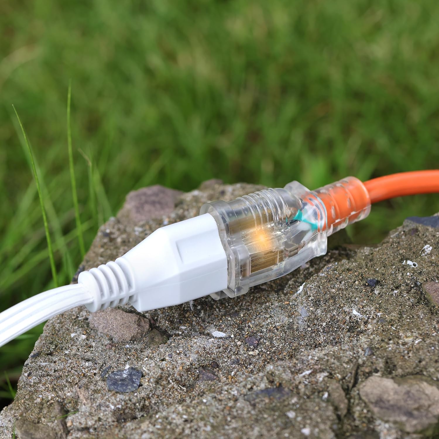 GOMEN 16 Gauge Extension Cord 25 ft with Lighted End - 16/3 SJTW Outdoor/Indoor Heavy Duty, 3 Prong Plug, Orange Weather Resistant Jacket, Applicable to Major Tools and Appliances, 2 Pack