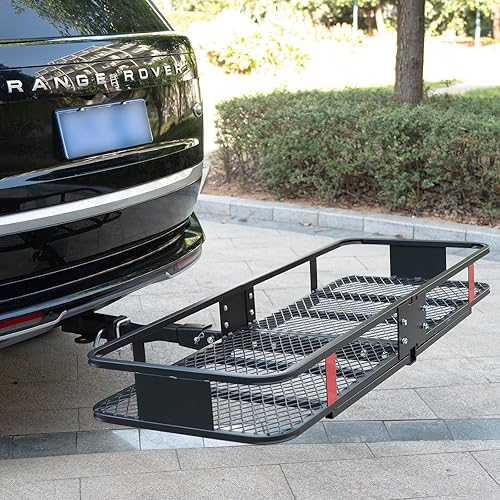 Miniatura 6 de Cesta de transporte de carga plegable de 60 x 20 x 6 pulgadas, capacidad de 500 libras, montaje de enganche para receptores de 2 pulgadas,