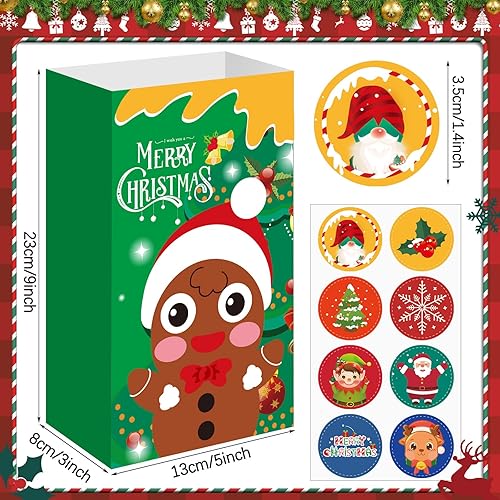 Miniatura 2 de FEBSNOW Paquete de 40 bolsas de regalos de Navidad con calcomanías, dulces, galletas y papel de manualidades para recuerdos de fiesta de Navidad