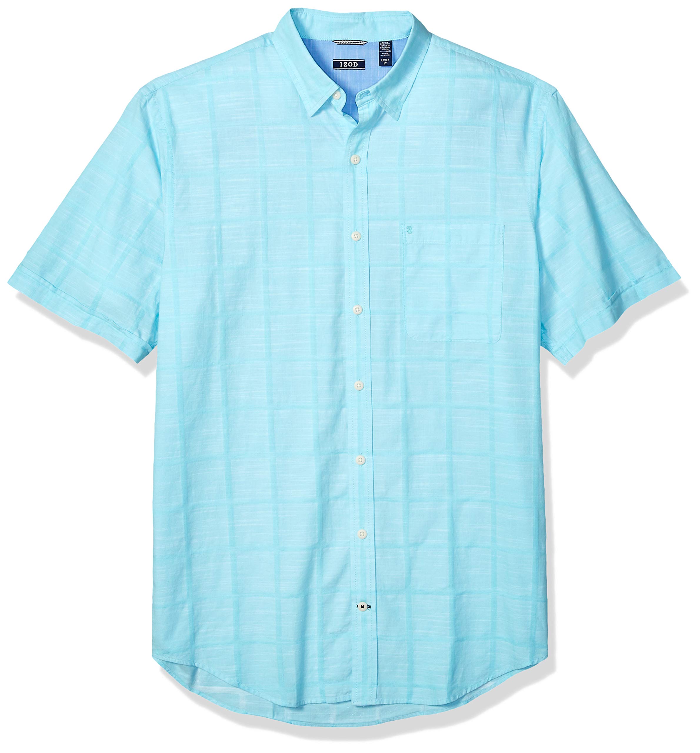 Men's Big and Tall Saltwater Short Sleeve Windowpane Button Down Shirt