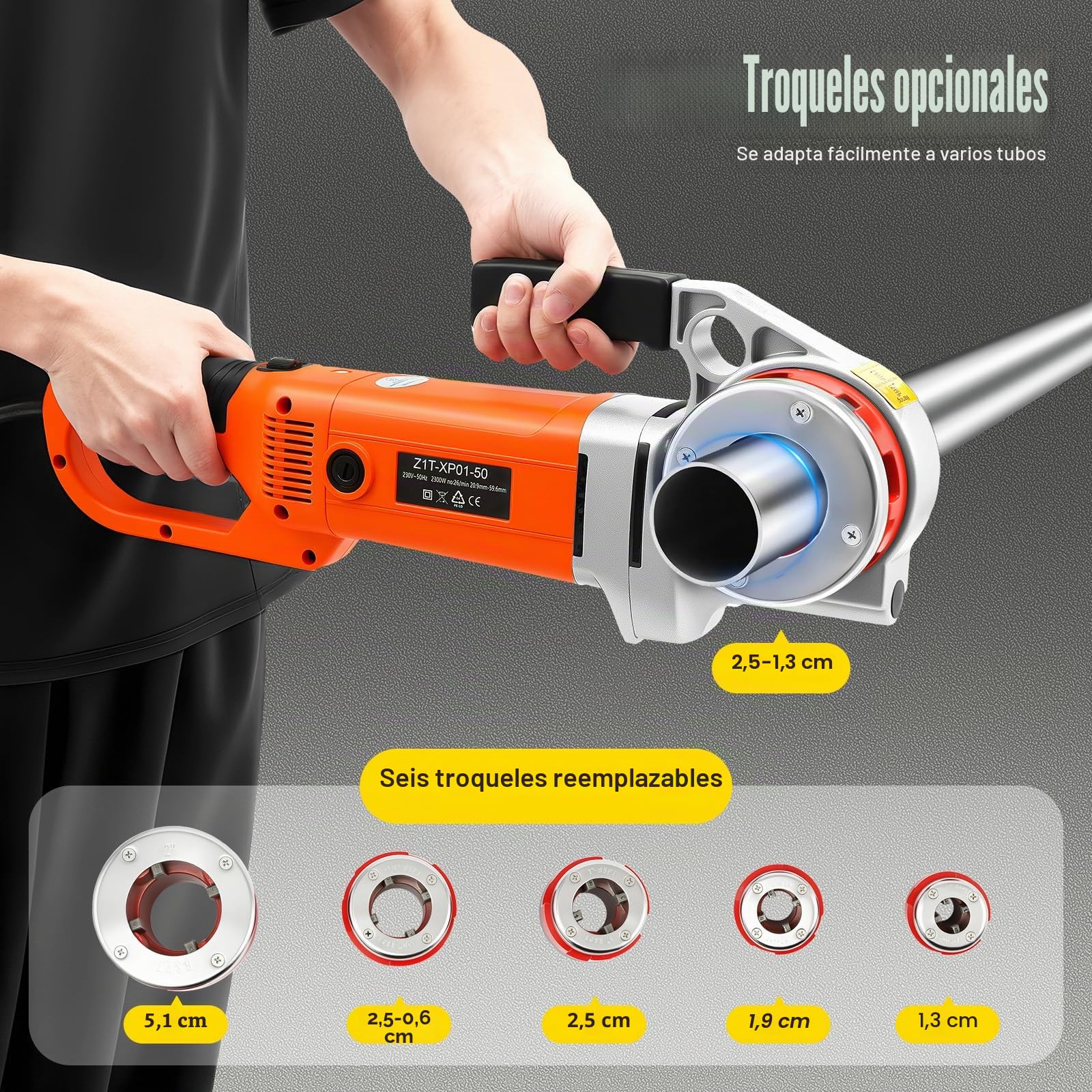Roscadora portátil, Roscadora Manual para Roscadora | Eléctrica de Tubos con Bolsa de Transporte, 6 Matrices 1/2, 3/4, 1, 1-1 / 4, 1-1 / 2, 2, 2300W Power Drive Roscadora de tubos